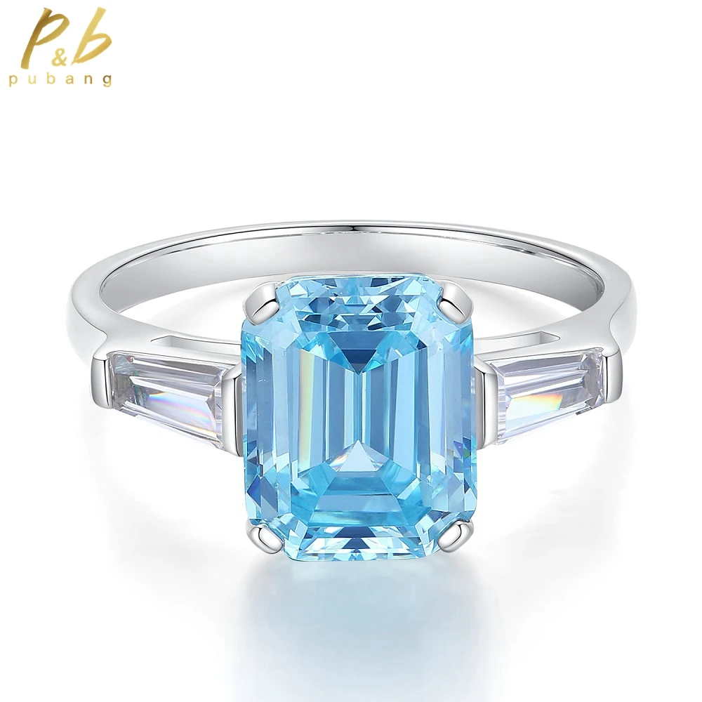 

PuBang Fine Jewelry Diamond Ring 925 Sterling Silver Blue/Green Sapphire Created Moissanite for Women Wedding Gift Drop Shipping