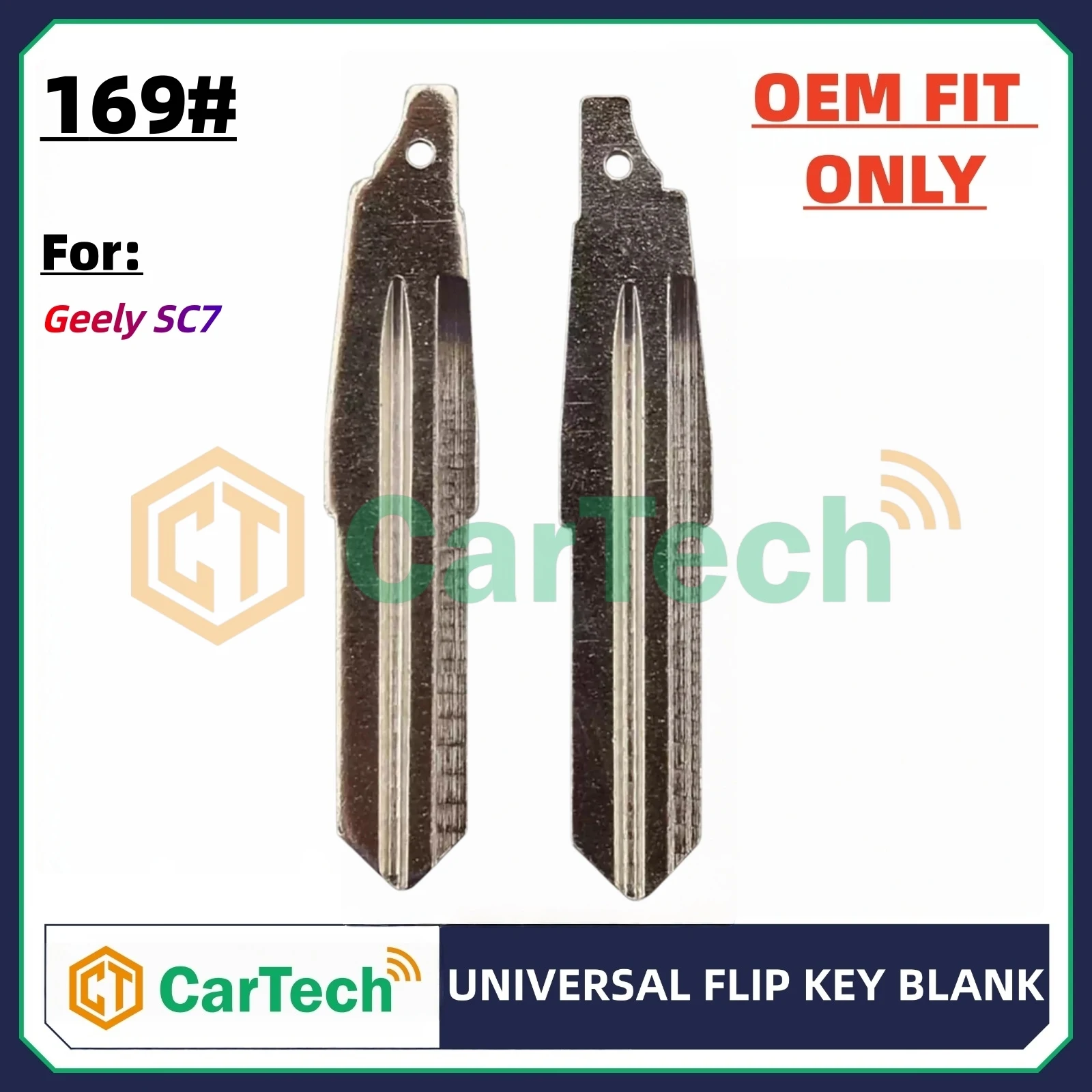 Cartech  169# OEM Style Uncut Blank Key Blade Replacement for Geely SC7 Original Remote Key