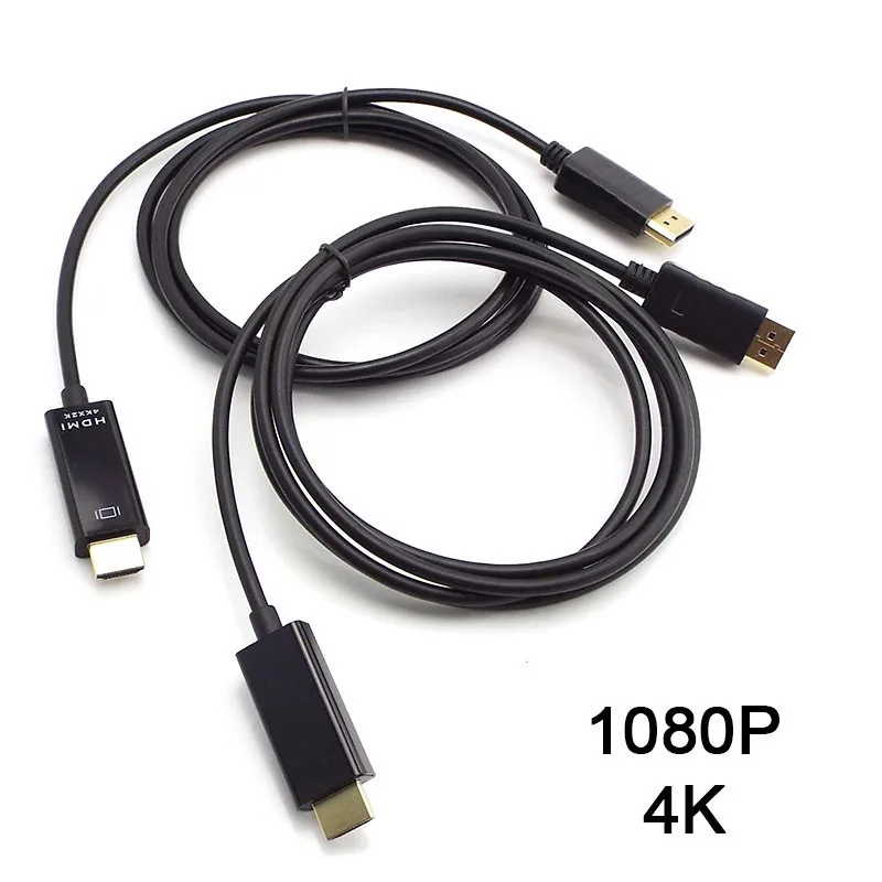 1.8m DP to HDMI-compatible Cable 4K 30Hz DisplayPort to HD Adapter Display Port Video Audio for PC HDTV Projector Laptop T1