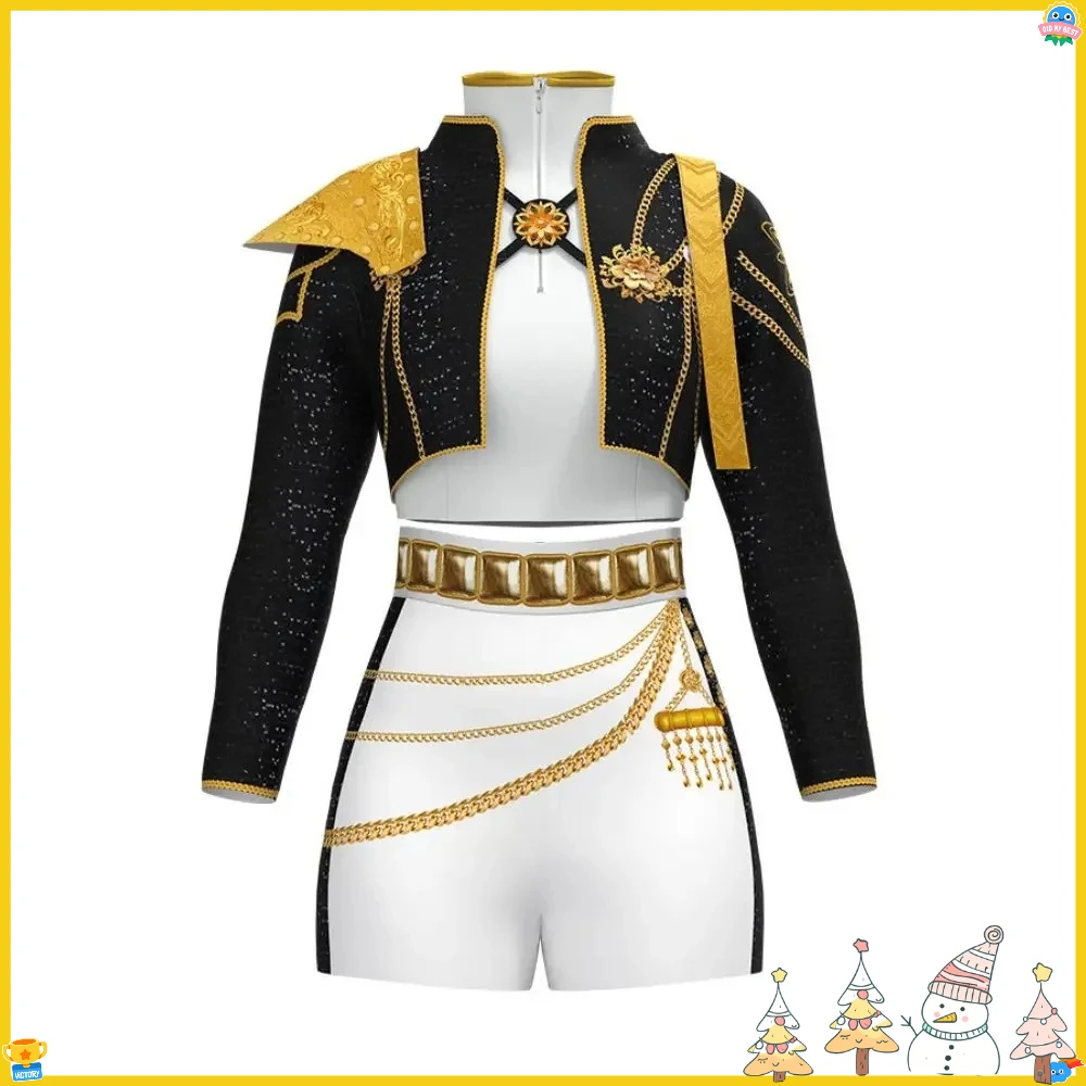 أزياء رومي زوي ميرا شيطان الصيادين Kpop التأثيرية للأطفال البنات ملابس مطبوعة ملابس لعب الأدوار بدلة كرنفال الهالوين