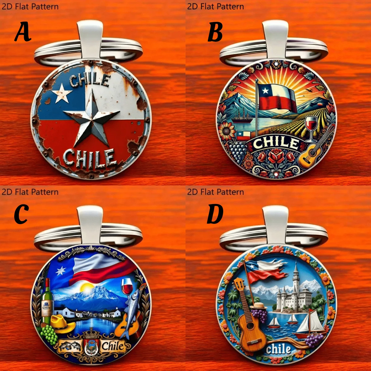 Chilean Theme Gift, Seaside Castle Keychain with Floral Design, Vintage Zinc Alloy Cultural Souvenir