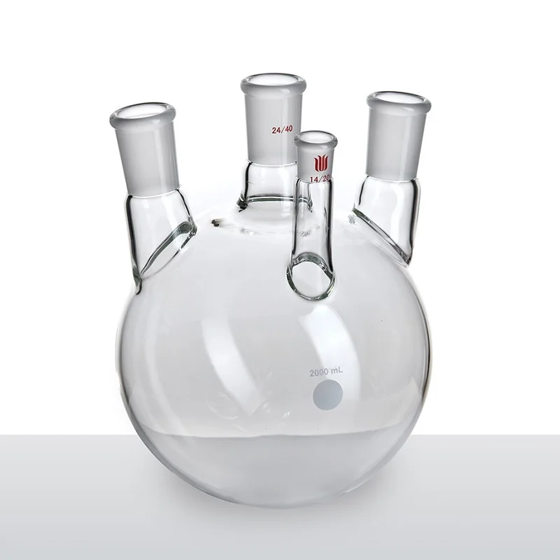 SYNTHWARE-botella de ángulo pequeño de pared gruesa, frasco de cuatro cuellos, forma de ángulo pequeño, 2000mL, vidrio de borosilicato, F21