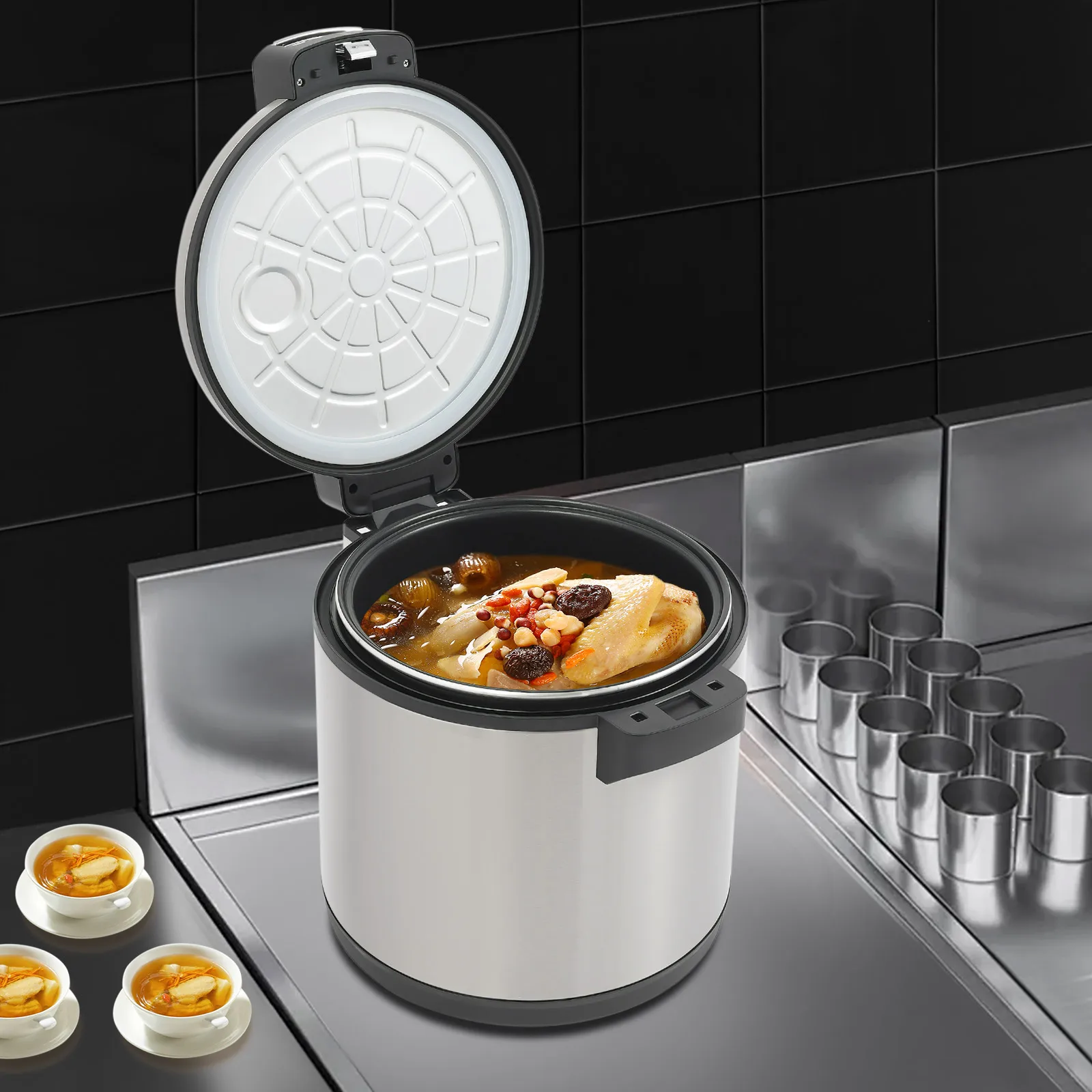 Pemanas Nasi Komersial 110W 110V, Penanak Nasi Isolasi, Pemanas Nasi Listrik 19L untuk Restoran, Natal, Pesta