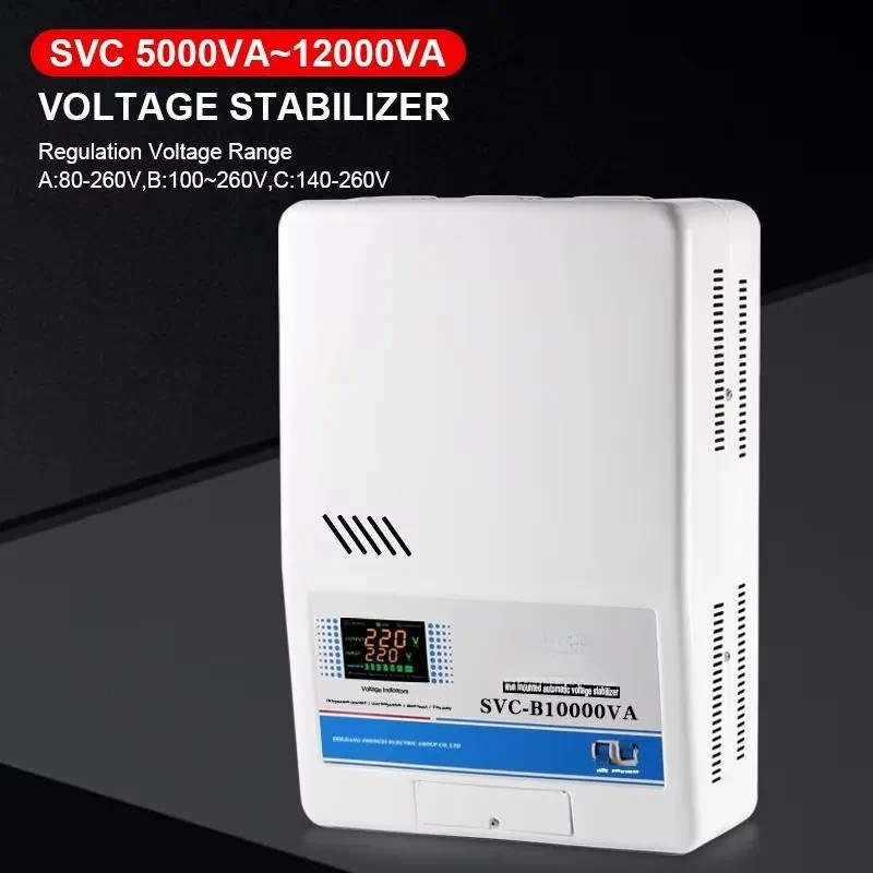 SVC-B 5KVA 10KVA 220V AC Single Phase High Precision 10KW Wall Mounted Voltage Stabilizer Regulator LCD Display House