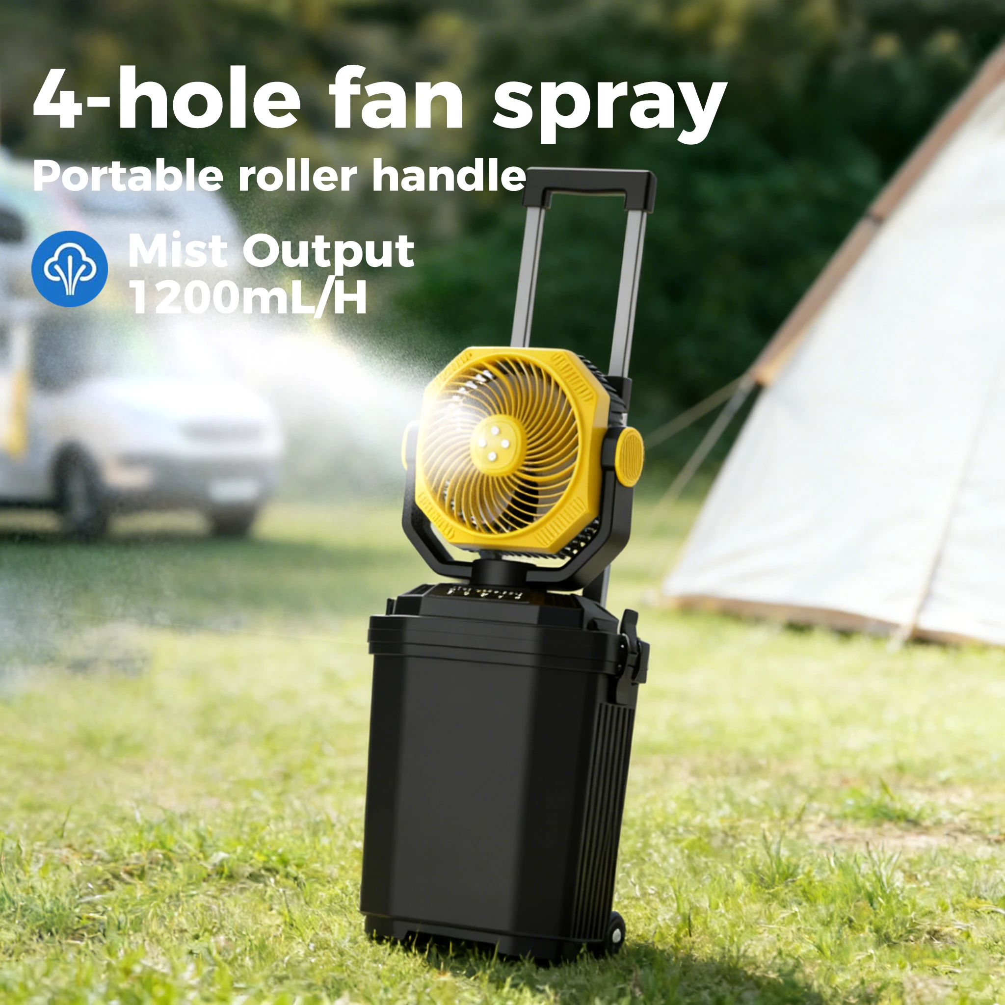 30000mAh Portable 15L Bucket Spray Fan Battery - Rechargeable LED Cooling Camping Spray Fan