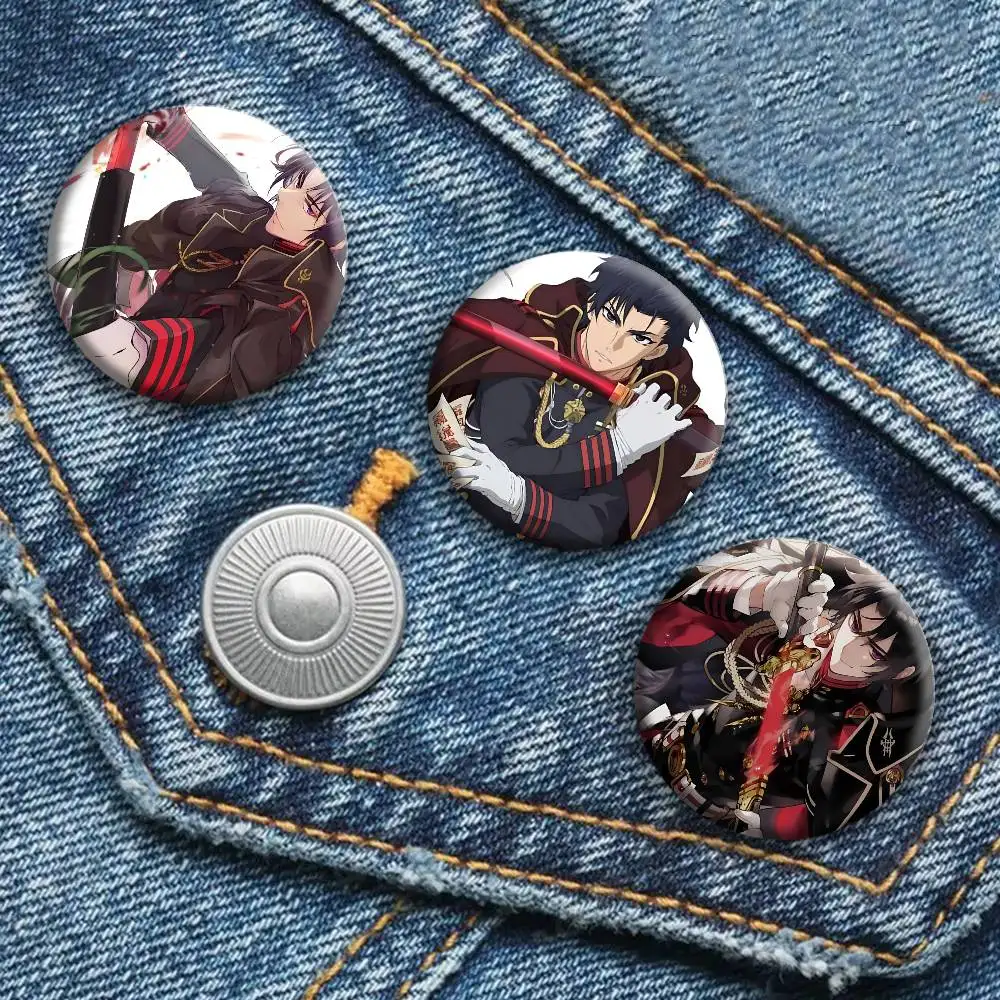 Classic Anime S-Seraph of the End Guren Ichinose Badges Round Cosplay Pin Bag Decor Fans Collect Friends Gifts Brooch Souvenir