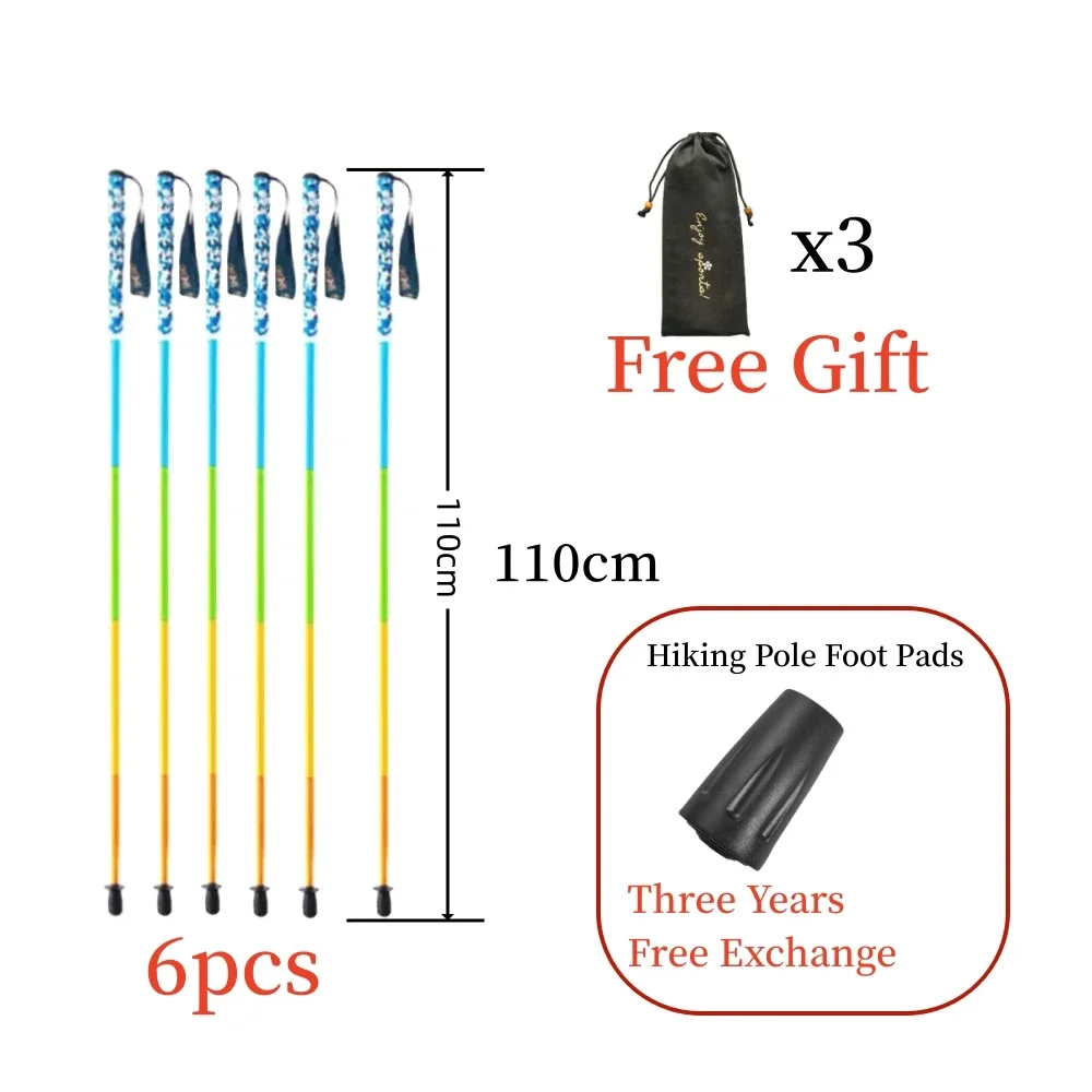 6/12PC Carbon Fiber Five Section Collapsible Telescopic Sticks Ultra Lightweight Climbing Stick Walking Poles Hiking Accessories