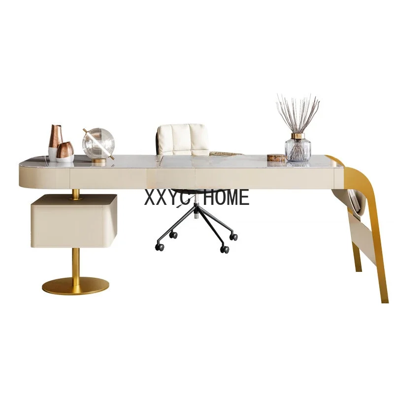 

Роскошный современный стол для консультаций, художественный стол, минималистичный стол с полками для хранения