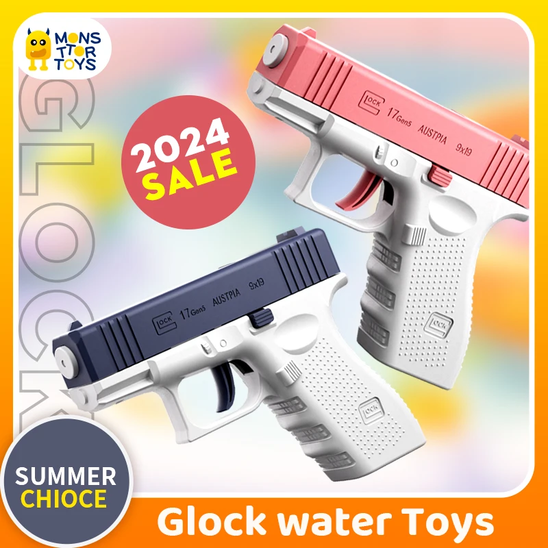 Summer Mini Manual Water Gun Toy Glock Pistol Unharmful Non Electric Water Spray Toy Outdoor Swimming Pool Beach for Kids Adult