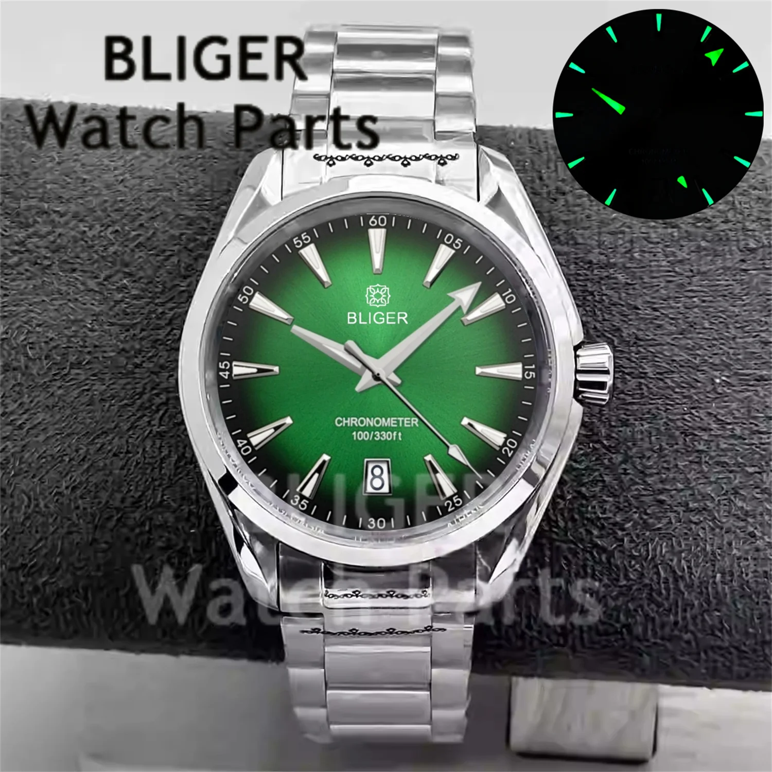 BLIGER 40 مللي متر موضة AT150 ساعات رجالية تاريخ الساعة 6 NH35A ساعة ميكانيكية للرجال 10Bar الصلب غواص الياقوت الزجاج مقاوم للماء