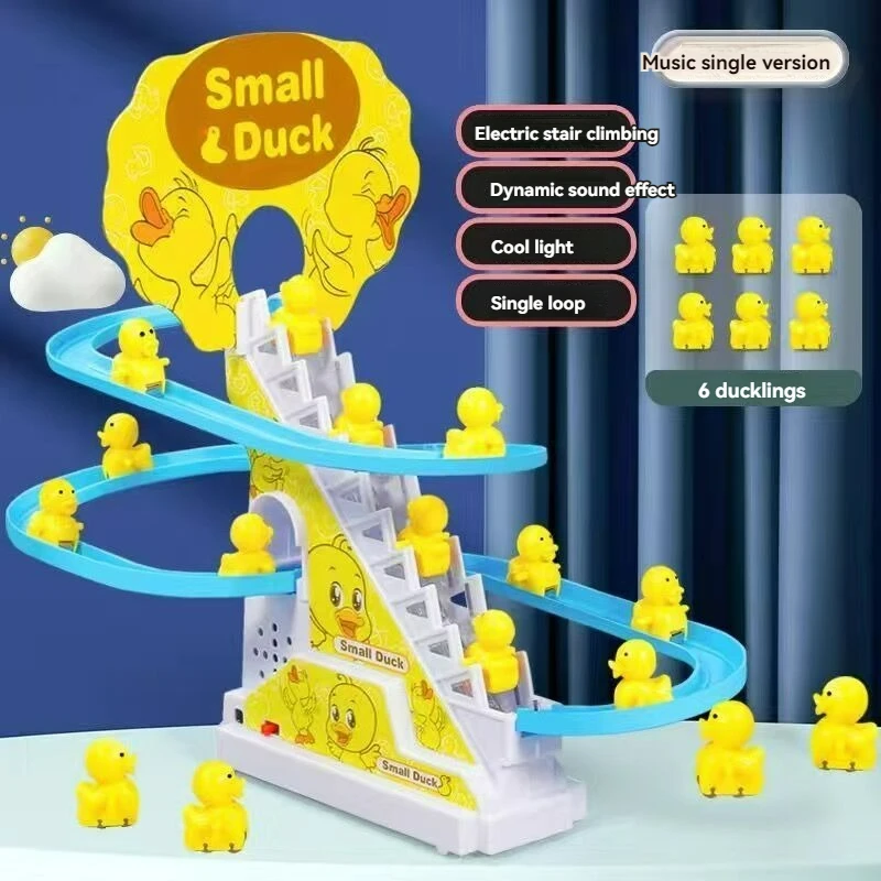 Anatra elettrica Salire le scale Giocattolo Pista di anatre Scivolo da corsa Musica Montagne russe Giocattoli Regalo per bambini Animali domestici elettronici per ragazzi e ragazze