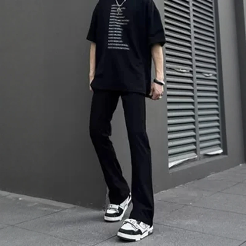 

American High Street Vibe Bla Men's Slim Fit Jeans Spring Autumn New Sle Casual Bootcut Long Pants Teenager Suitable