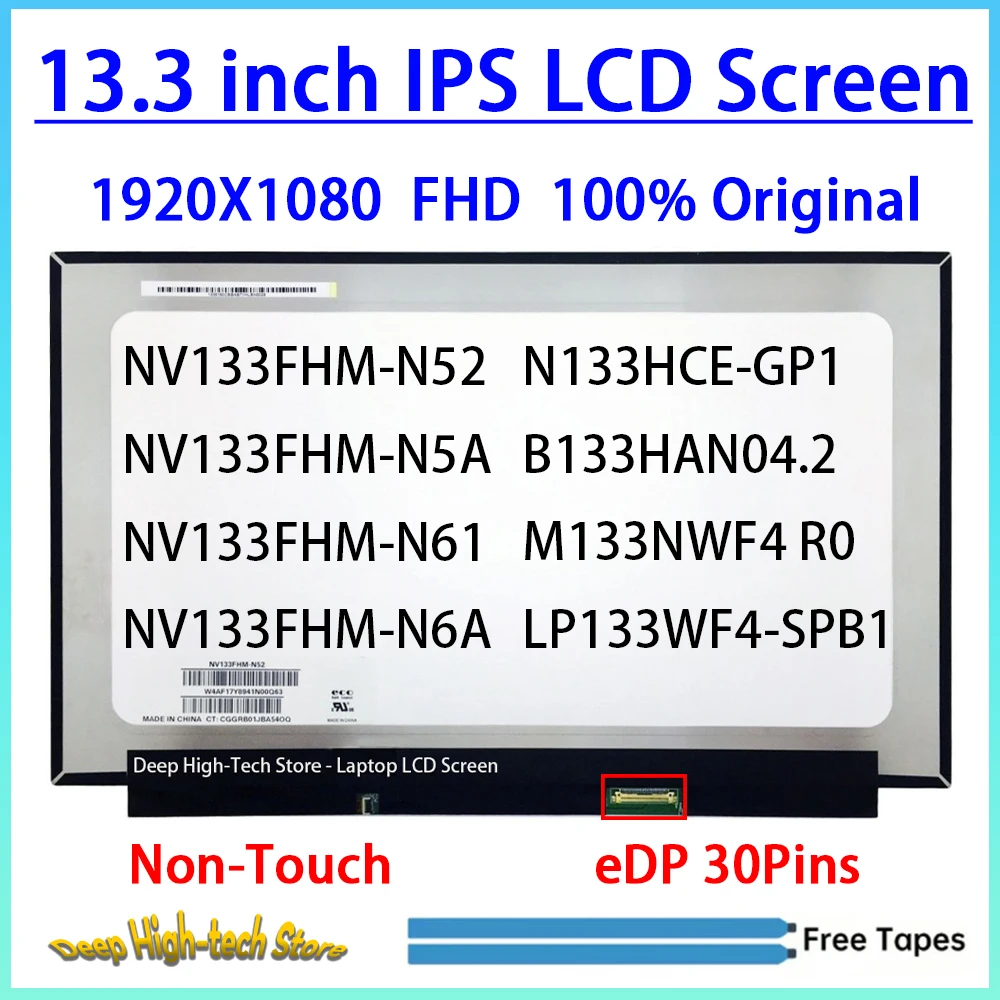 13.3 Inch LCD Screen NV133FHM-N52 N5A N6A N61 LP133WF4-SPB1 N133HCE-GP1 B133HAN04.2 M133NWF4 R0 Display Matrix Panel Replacement