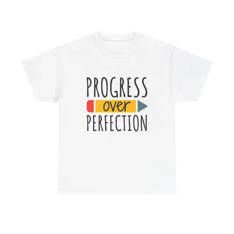Progress Over Perfection T Shirt Teacher Learning Heavy Cotton
