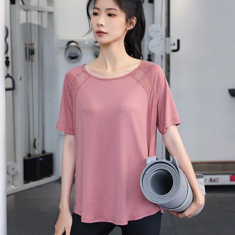

plus Size Yoga Top Women's Running Sportswear Loose Breathable Fitn Clothes Marathon Profional 200 Pou Polyester