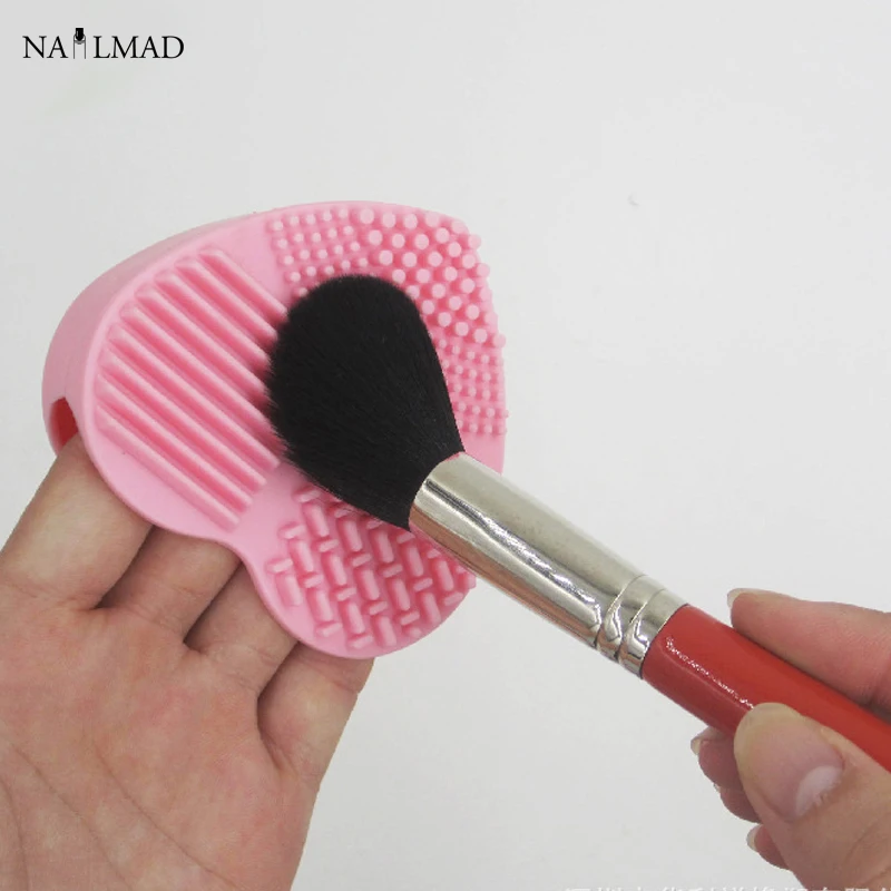 1pc Makeup Brush Cleansing Pad Cosmetic Silicone Cleaning Brush Pad Heart Shape Brush Cleanser Brush Egg