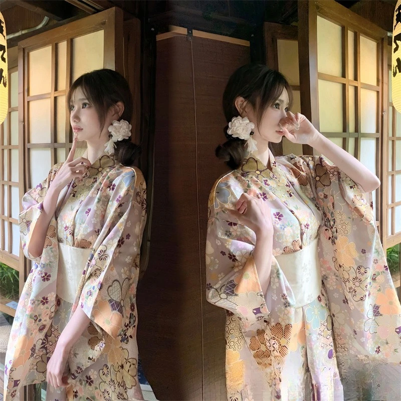 

Женское элегантное японское кимоно, сексуальное юката с Оби, карнавальный костюм, национальная новинка, вечернее платье с цветочным принтом, платье гейши