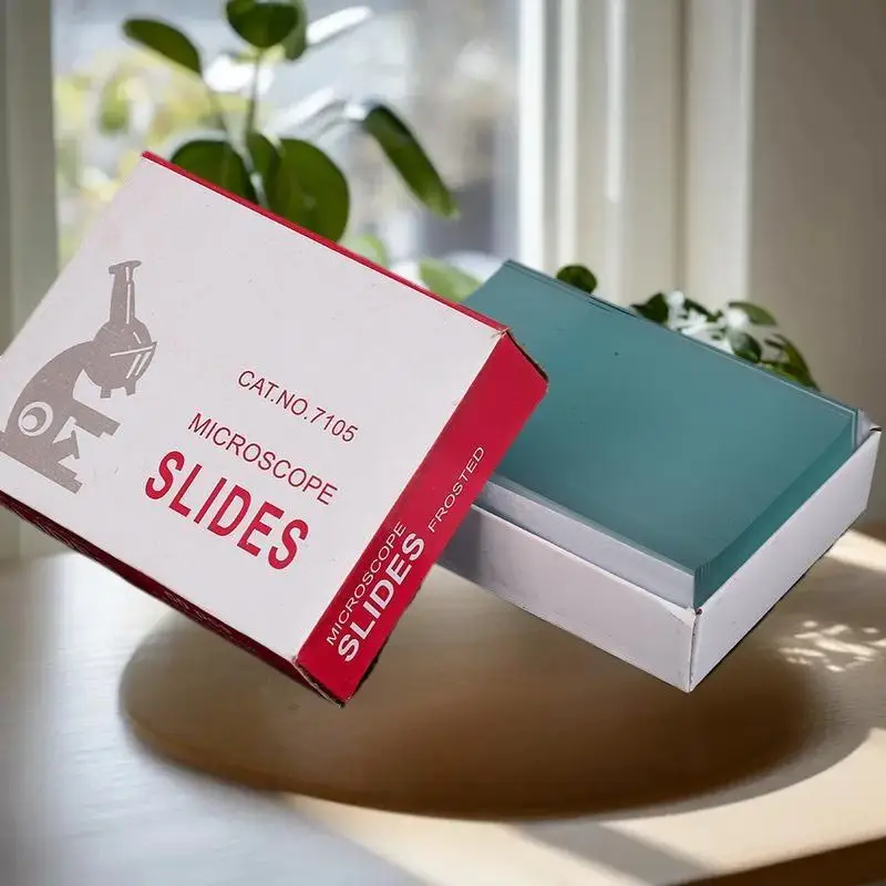 حزمة من 50 شريحة مجهر زجاجية فارغة للدراسات البيولوجية والعلومية 25.4 × 76.2 ملم #6