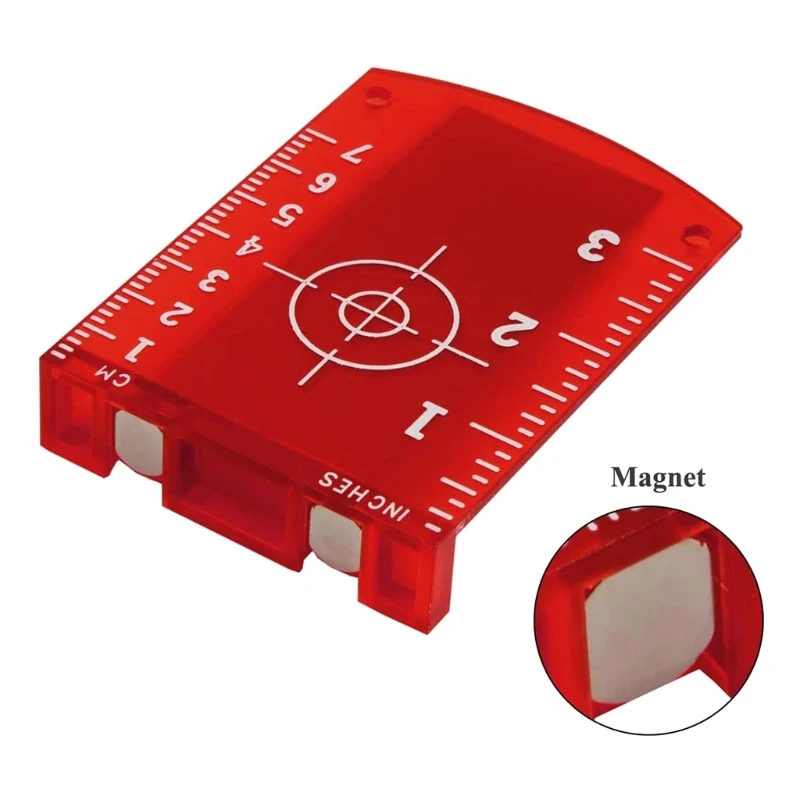 La-ser Target Card Plate for Red La-ser Level Magnetic Floor Target Plate with Stand Engineering Plastic Red/ Green M4YD