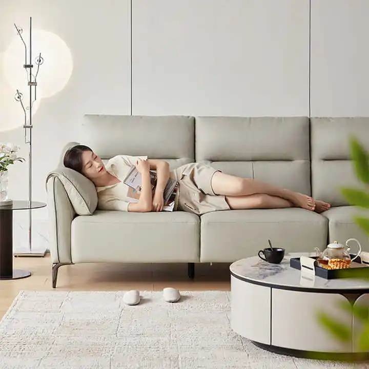 Modern Simple Leather Art Sofa New Design Living Room Furniture Comfortable Velvet Sectional Couch With Cowhide Head Layer