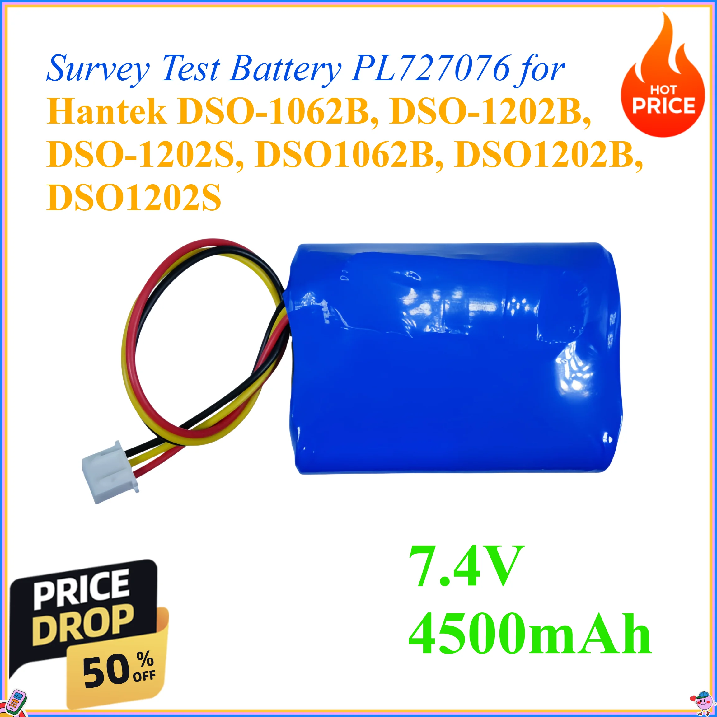 

7.4V 4500mAh Survey Test Battery PL727076 for Hantek DSO-1062B, DSO-1202B, DSO-1202S, DSO1062B, DSO1202B, DSO1202S