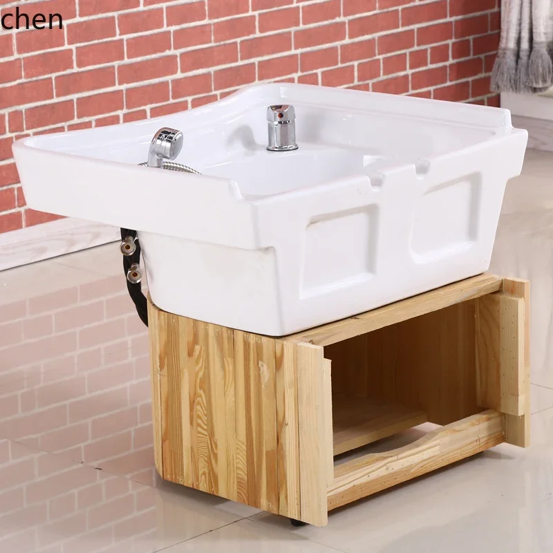 HT barber shop solid wood shampoo massage bed fumigation foot bath water circulation flushing bed