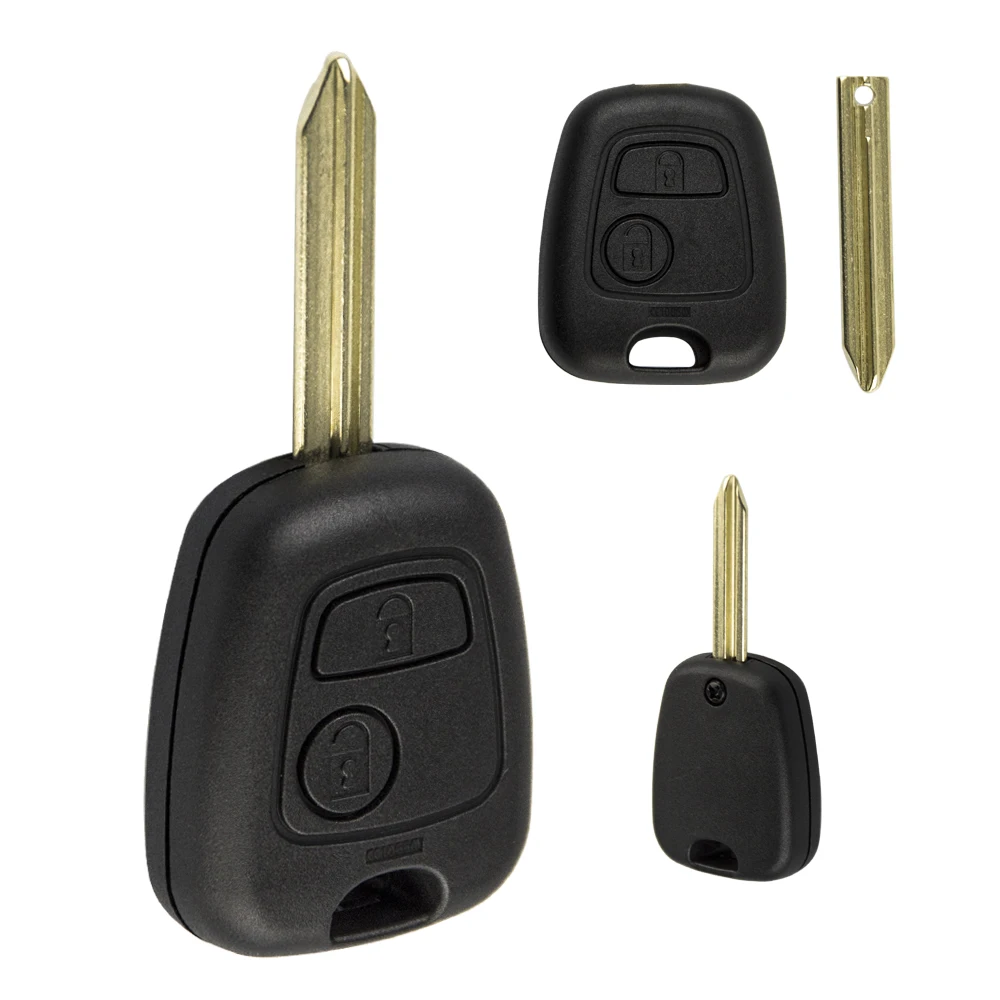 OkeyTech 2 pulsanti chiave a distanza Flip Fob portachiavi per auto per Citroen C1 C2 C3 Saxo /Xsara /Picasso /Berlingo lama non tagliata guscio