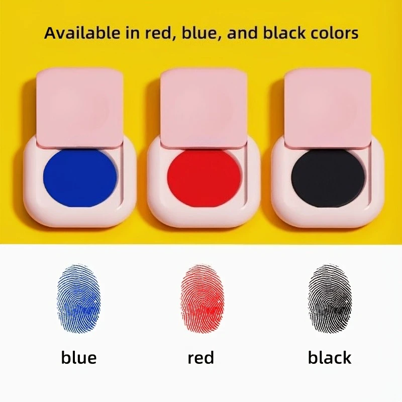 Office Supplies - Portable Fingerprint Quick-drying Inkpad, Non-toxic,Three Ink Options (black, Blue, Red), Made of ABS Material