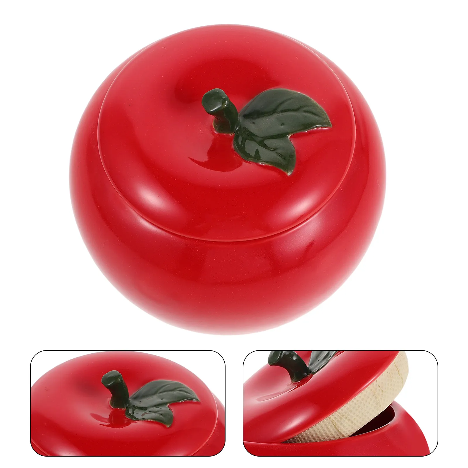 Apple Shaped Ceramic Candy Jar Red Festive Tea Canister Airtight Kitchen Storage Container Christmas Party Favors Sugar Snacks