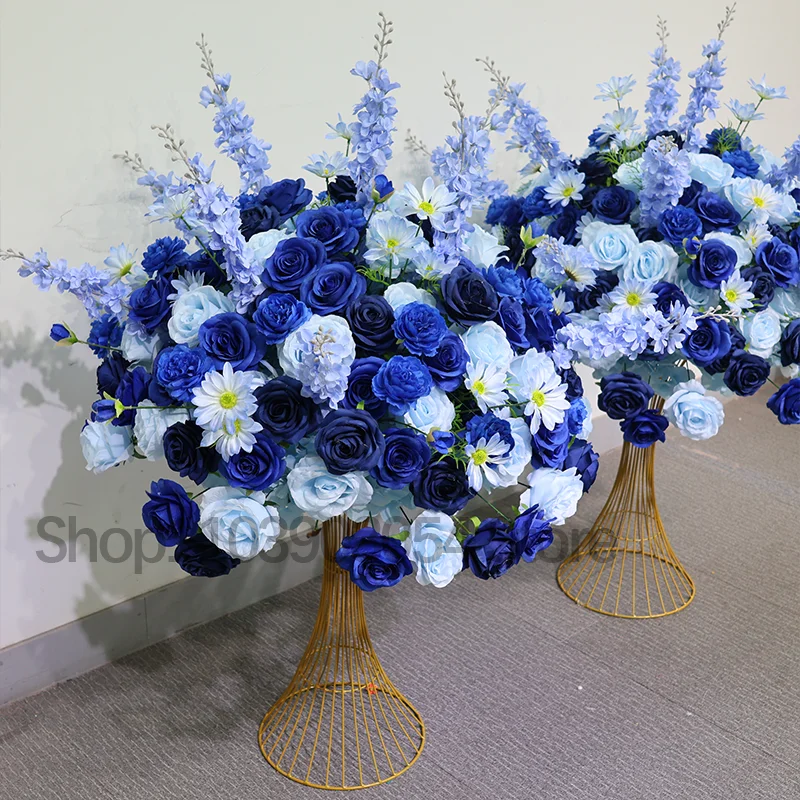 Blaue Künstliche Rose Delphinium Große Blumenkugel Tischdekoration Event Hochzeitsdekoration Blumenarrangement 80/70/60cm – Detail 5