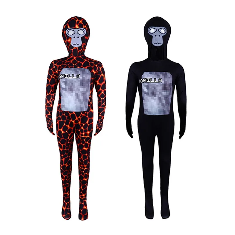 Gorilla Tag Lava Monke Cosplay für Kind Kinder Weihnachten Karneval Party Tier Affe Leopardenmuster Overalls Halloween Kostüm;