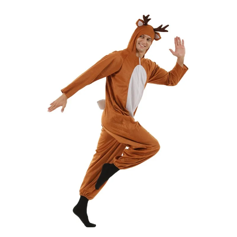 2023 New Christmas Elk Bodysuit Set for Couples Halloween Party Stage Prop Costume Bar Mall Reindeer Costume