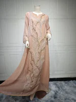 Abaya Jalabiya pour femmes musulmanes, robe de soirée longue, robe arabe éducative, paillettes marocaines, Kaftan Islam, Eid Party 6