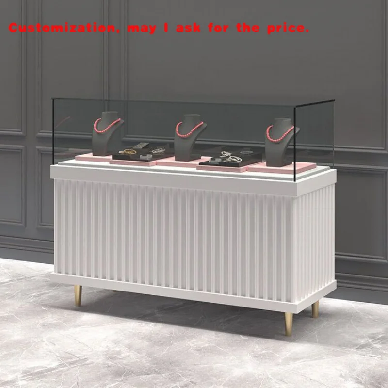 custom.High End Tempered Glass Jewelry showcase Jewellery Store Glass Display Cabinet with Led Lights