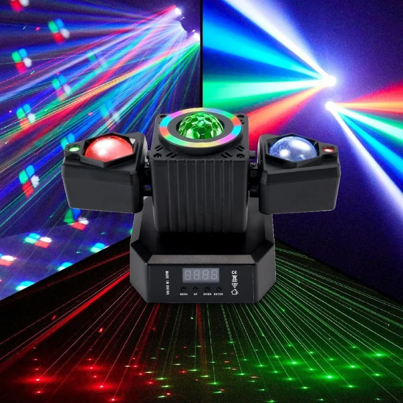 

Многофункциональный лазерный проектор 4-в-1 «Маленький Ангел» для трансграничной торговли: атмосферная подсветка для караоке, красочный сценический свет, вращающаяся голова, движущийся луч