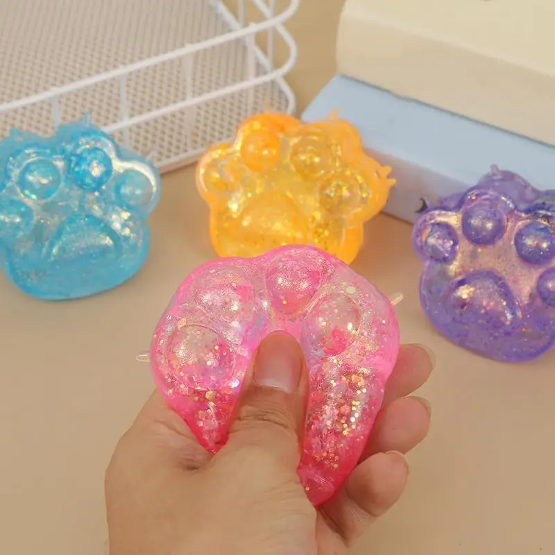 Sequin Maltose Cat Paw Slow Rebound Squeeze Toys Stress Relief Fidget Toys For Adults Decompression Sensory Toys