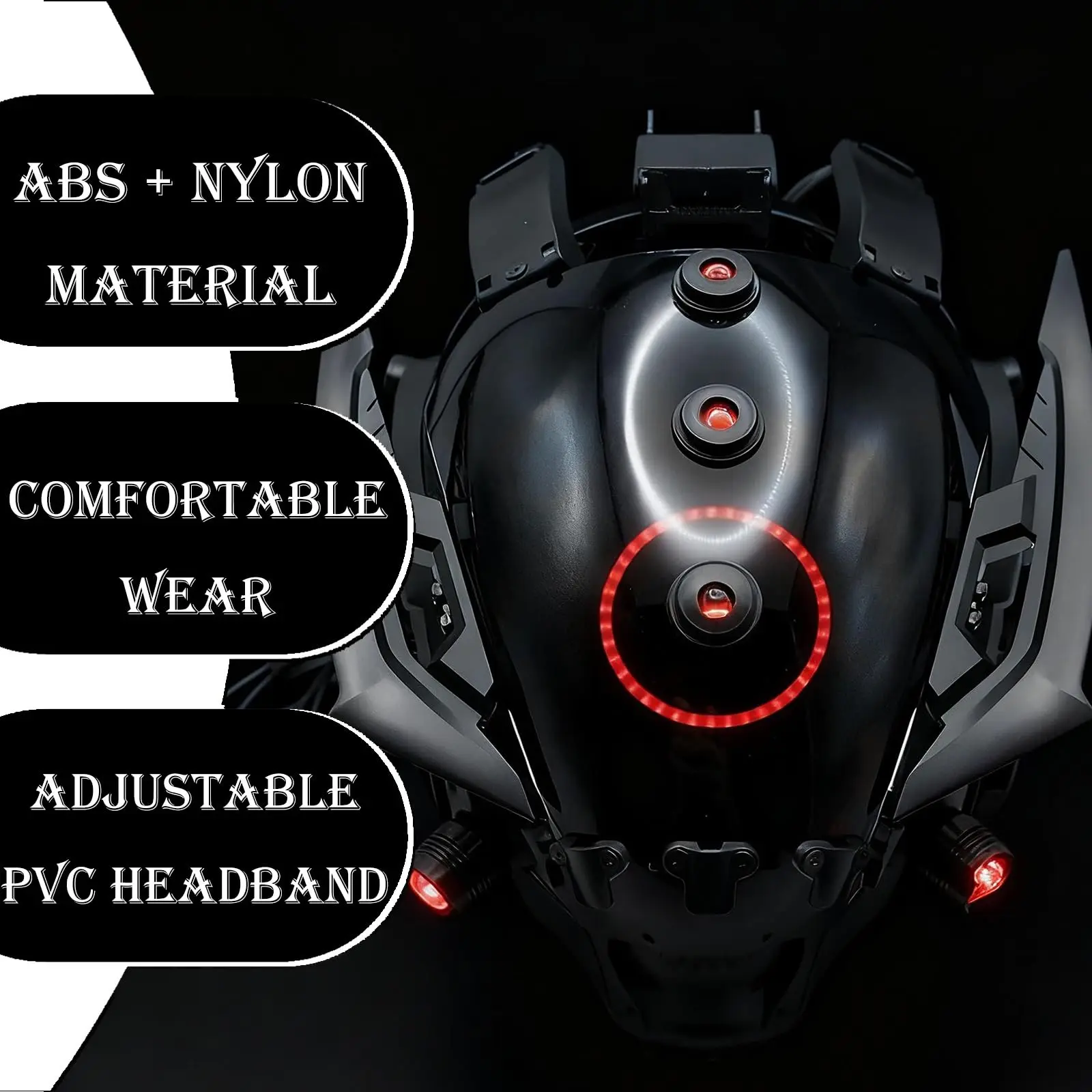 قناع خوذة سايبربانك للخيال العلمي مع ضوء، قناع ملابس تنكرية للحفلات التنكرية للهالوين، خوذة متعددة الوظائف