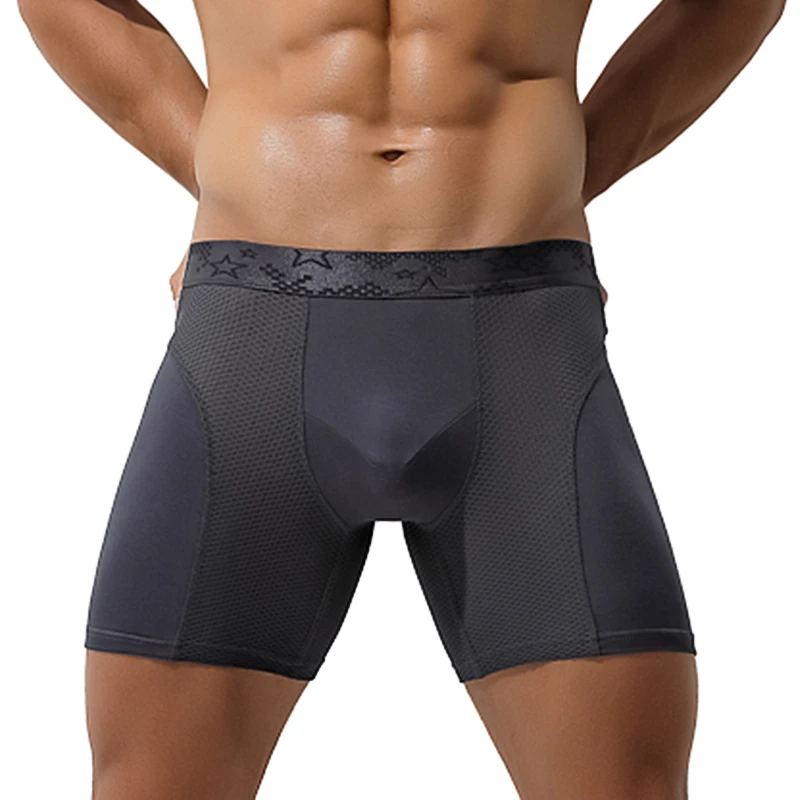 Bóxer largo y suave para hombre, ropa interior Sexy, calzoncillos transpirables, a la moda