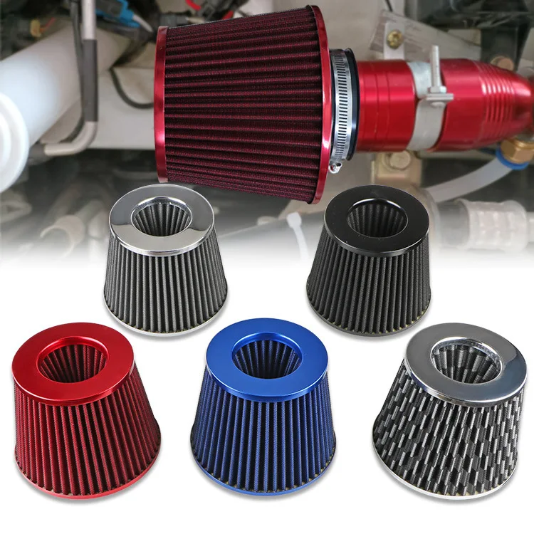 

76MM 3 Inch Universal Clamp-On Air Filter High Flow Tapered Air Intake Cone Filter, Flange Diameter