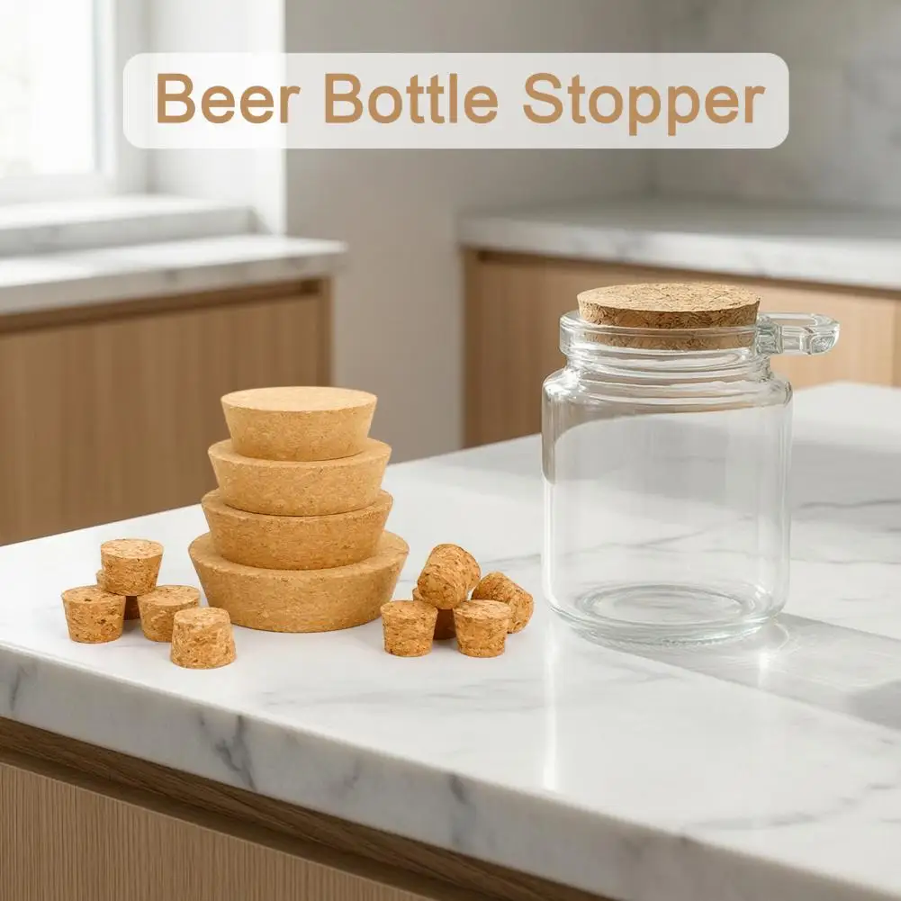 Kitchen Jar Lid Natural Wood Cork Tapered Soft Wood Wine Cork Leakproof Beer Bottle Stopper Natural Wooden Lid for Glass Bottles