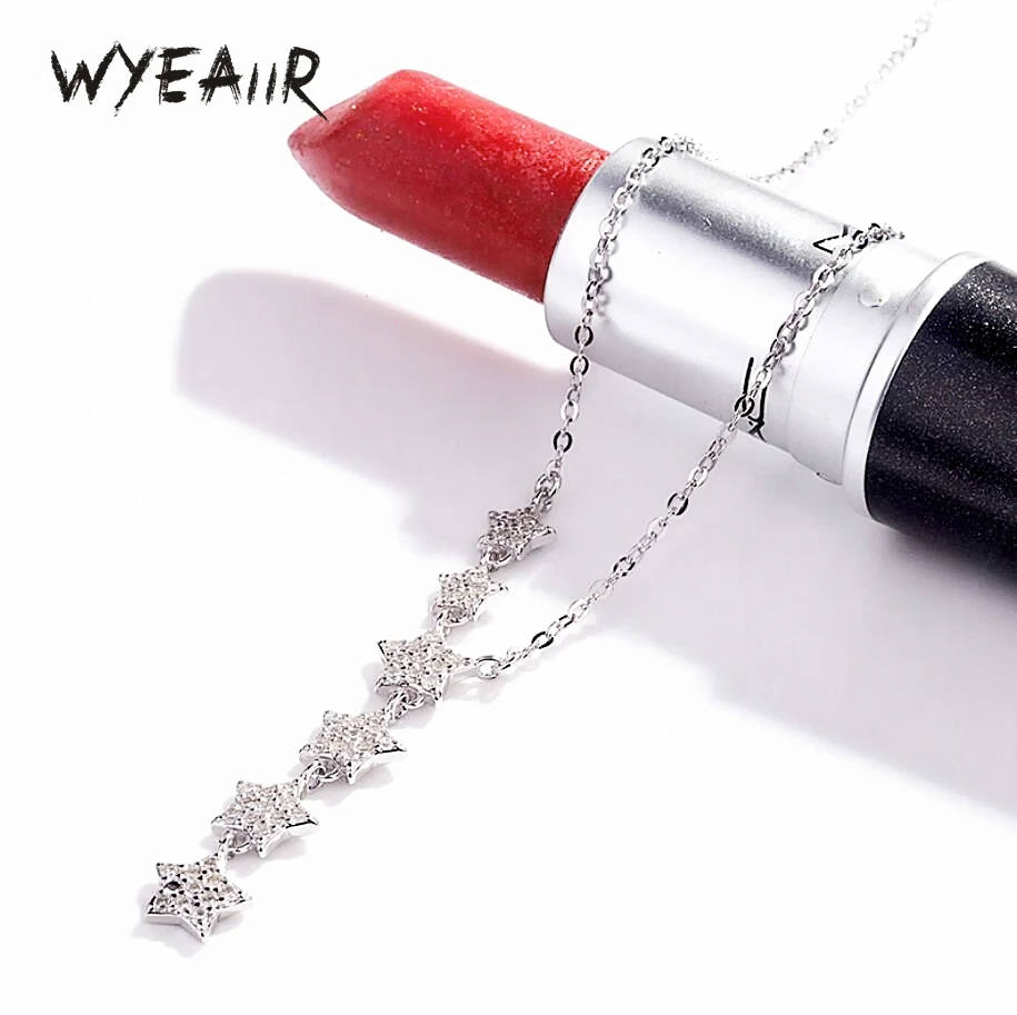 

WYEAIIR 925 Sterling Silver Creative Shiny Zircon Five-pointed Star Mini Star Art Fine Jewelry Luxury Female Necklace