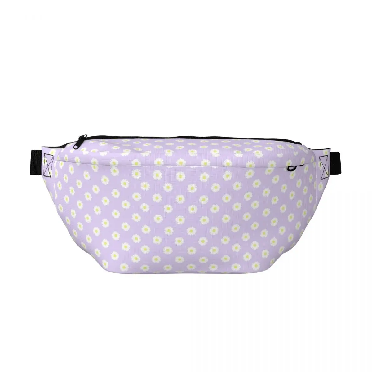 

Сумка-бананка через плечо с цветами ромашек, пастельно-фиолетовая, в стиле коттеджкор, для мужчин и женщин, регулируемая, нагрудная сумка