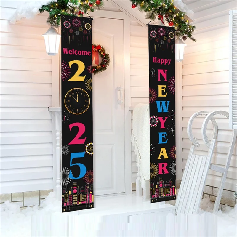 A11E-2025 راية السنة الجديدة زينة معلقة زينة السنة الجديدة مقاطع السنة الجديدة