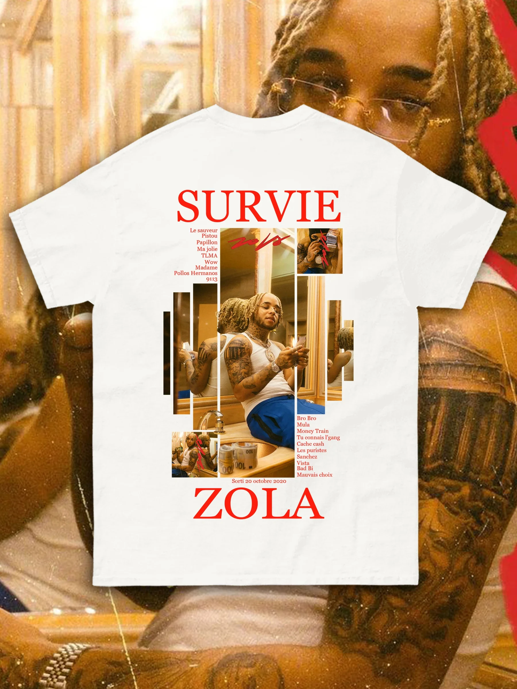 2026 Survie Coton Épais Inspiré Par Zola Printed Cotton T-shirt Men's Summer Casual Top Short Sleeve Classic Male Women Tee