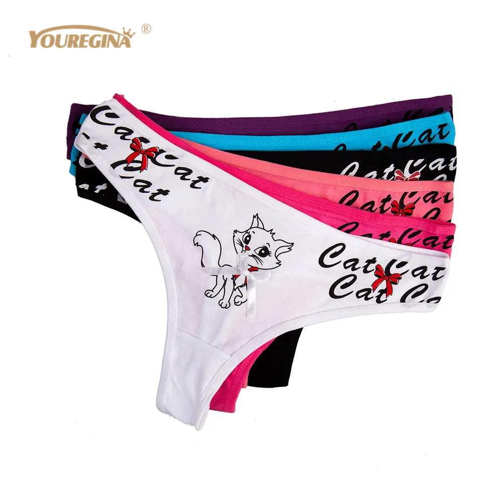 YOUREGINA-bragas de algodón para mujer, ropa interior, tangas, bragas Kawaii, lencería, 5 uds./Set