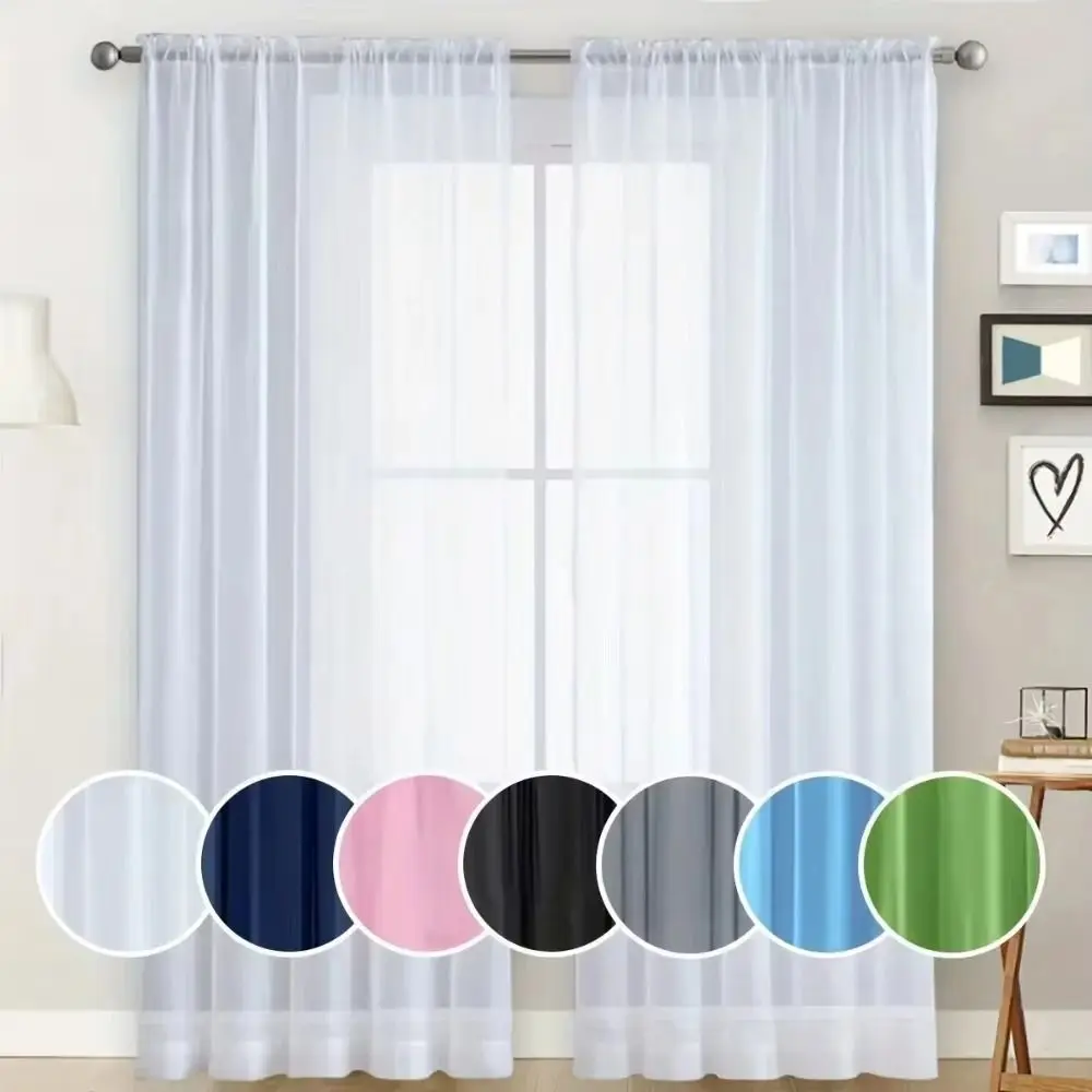 1/2 шт. 100x130 см 100x250 см тонкий карниз для окон, карманная прозрачная вуаль, прозрачная занавеска, тюлевая панель, полиэстер 1/2 шт. 100x130 см 100x250 см тонкий карниз для окон, карманная прозрачная вуаль, прозрачная занавеска, тюлевая панель, полиэстер