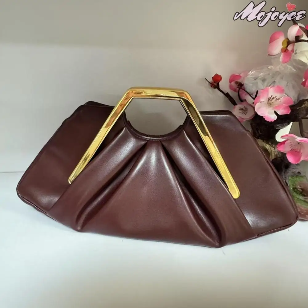 2025 حقائب يد جلدية فاخرة النساء مقبض معدني حقائب السهرة خمر مطوي سحابة مخلب محفظة حفلة العصرية جيب للهاتف المحمول #1