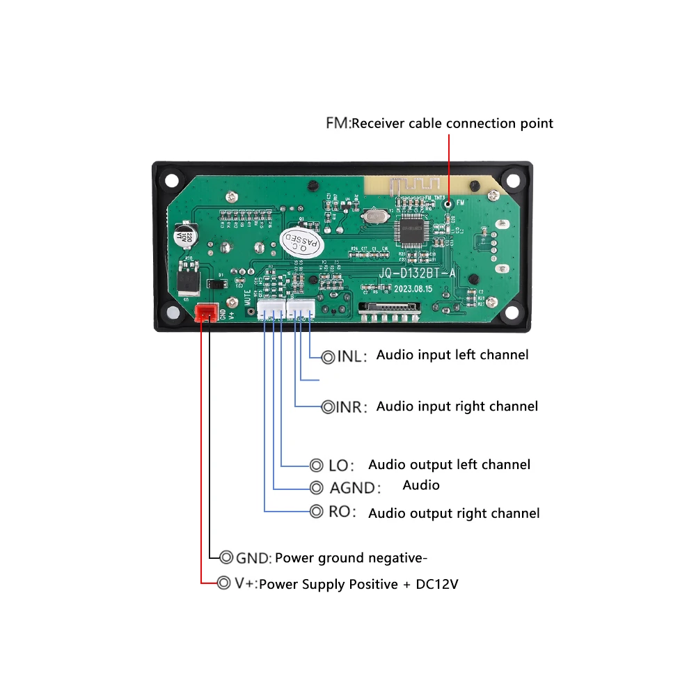 โมดูลถอดรหัสเสียงไร้สาย mp3 Bluetooth 5.0บอร์ดเครื่องเสียงรถยนต์ FM APE FLAC WMA WAV ถอดรหัสพร้อมรีโมทคอนโทรล TF Card พอร์ต USB