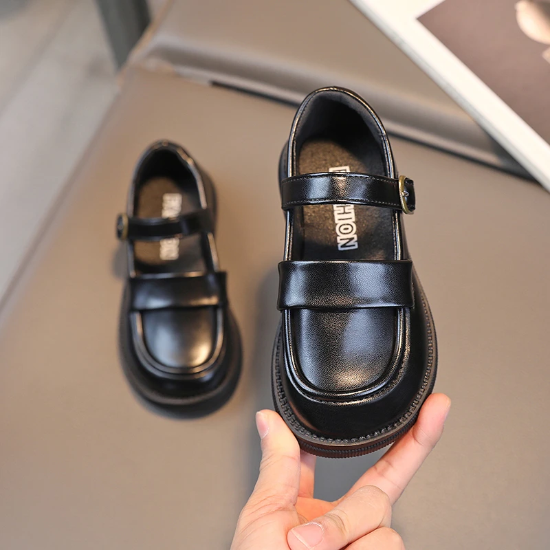 

Children's Soft Bottom Casual Black Single Shoes Bean Bean Shoes Princess Style Autumn New Arrival Boys Girls Mary Jane Loafers