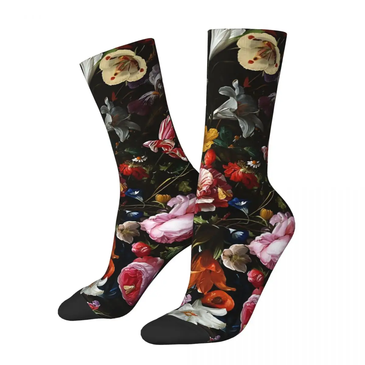 Calzini da uomo Dutch Midnight Botanical Night Garden Vintage Harajuku Street Style novità Seamless Crew Sock